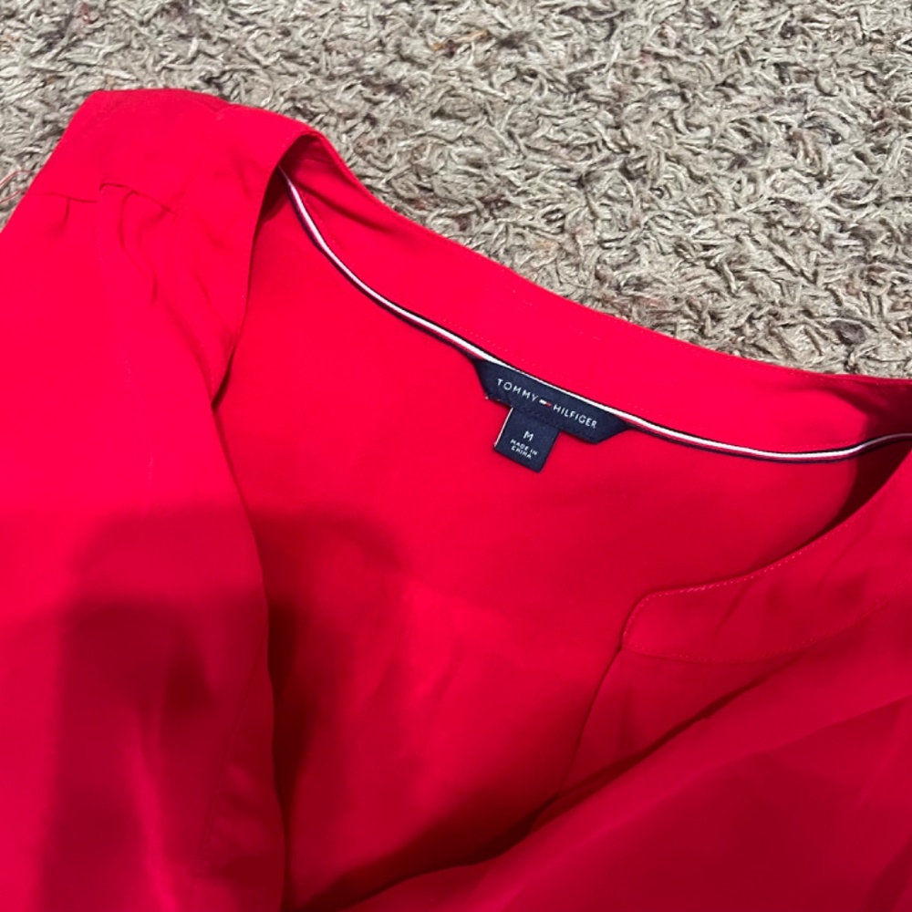 Tommy Hilfiger Red Sleeveless V-Neck Midi Dress | Size M - Picture 4 of 4